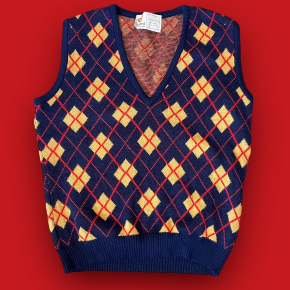 Dockers Other - Vintage Byford Argile Sweater Vest Large Blue Red Yellow